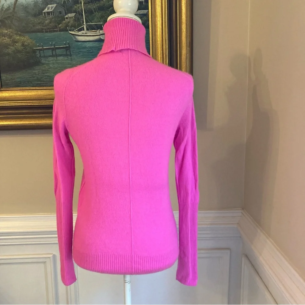 AQUA Punch Pink Cashmere Turtleneck Sweater - Picture 4 of 9